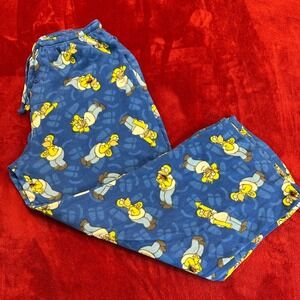The Simpsons Homer Simpson Fleece Pajama Pants Blue All Over Print Mens XL 2006